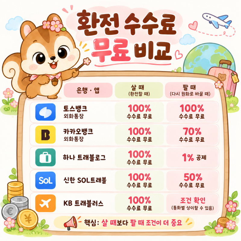 환율 1,340원 환전 수수료 무료 은행 비교: 토스·카카오·트래블로그·SOL·KB 우대율, 1,000달러 ....
