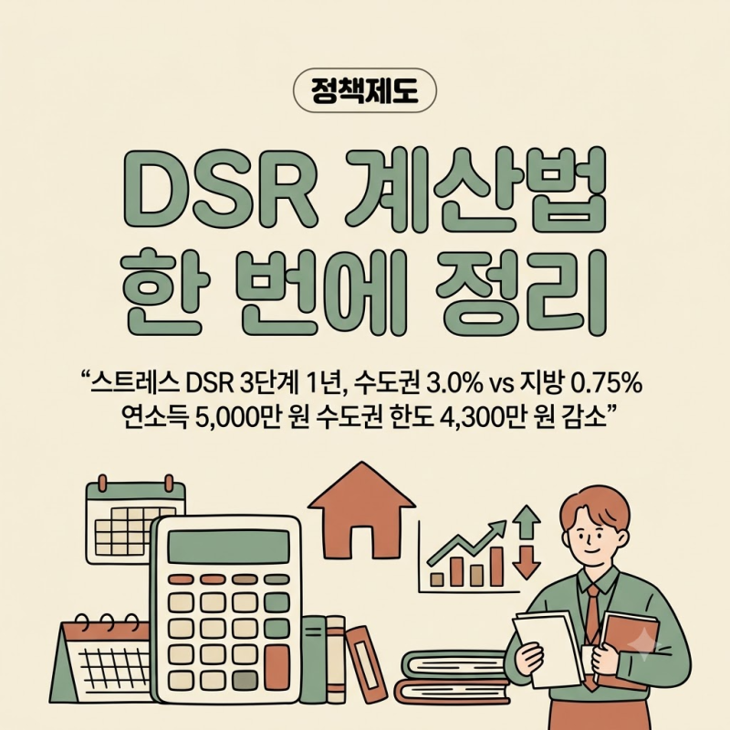 DSR 계산법 한 번에 정리 — 스트레스 DSR 3단계 이후 수도권·지방 대출한도는 얼마나 달라졌....