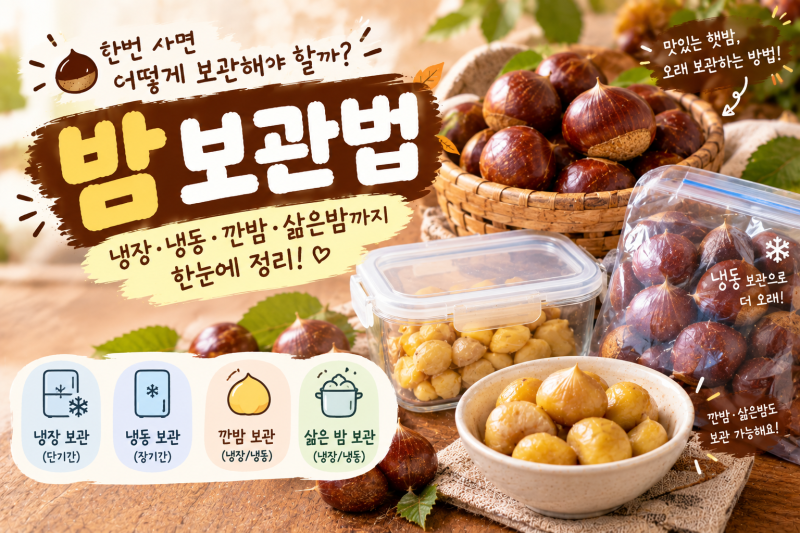 밤 보관법｜생밤 냉장·냉동 보관하는 방법부터 벌레 생기지 않게 오래 보관하는 꿀팁