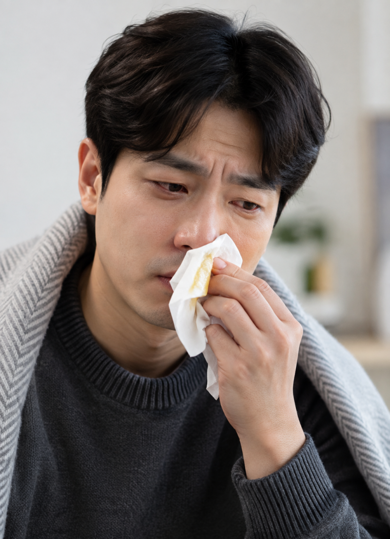 동해 부비동염(축농증), 감기 후 이어진 누런 콧물과 안면 통증 치료 (동해/삼척 이비인후과)