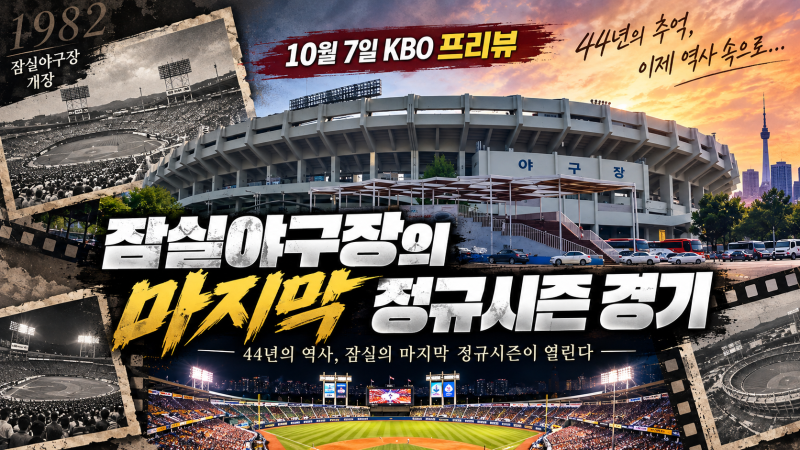 [10월 7일 KBO 프리뷰] 잠실야구장의 마지막 정규시즌 경기…두산-LG가 마지막을 장식한다