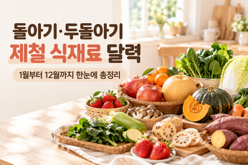 돌아기 두돌아기 제철 식재료 달력 월별 채소 과일 아기 반찬 총정리