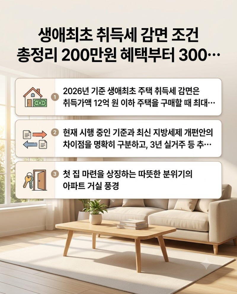 생애최초 취득세 감면 조건 총정리 200만원 혜택부터 300만원 개편안까지