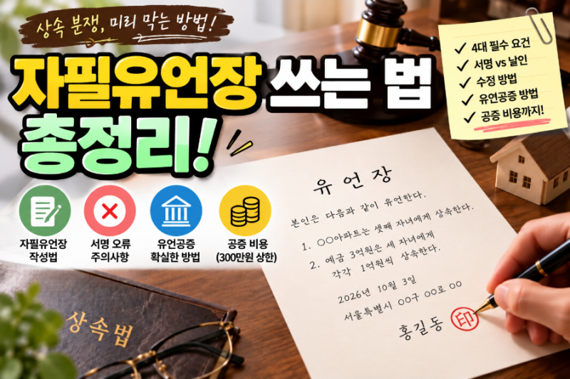 자필유언장 쓰는 법 총정리｜날인·서명 오류부터 유언공증 비용까지