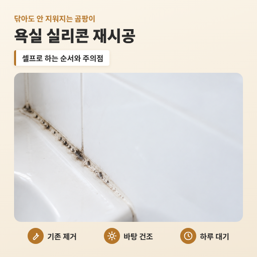 욕실 실리콘 재시공, 곰팡이 안 지워지면 셀프로 될까