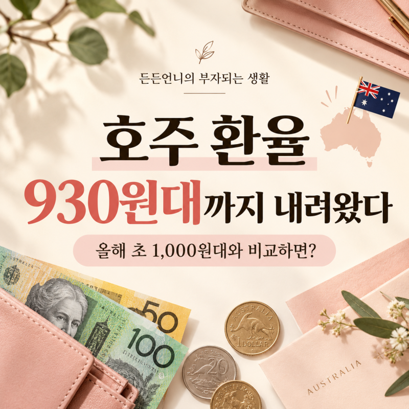 호주 환율 930원대까지 내려왔다｜올해 초 1,000원대와 비교하면 얼마나 싸졌을까