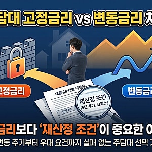 주담대 고정금리 vs 변동금리 차이: 첫 금리보다 재산정 조건이 중요한 이유