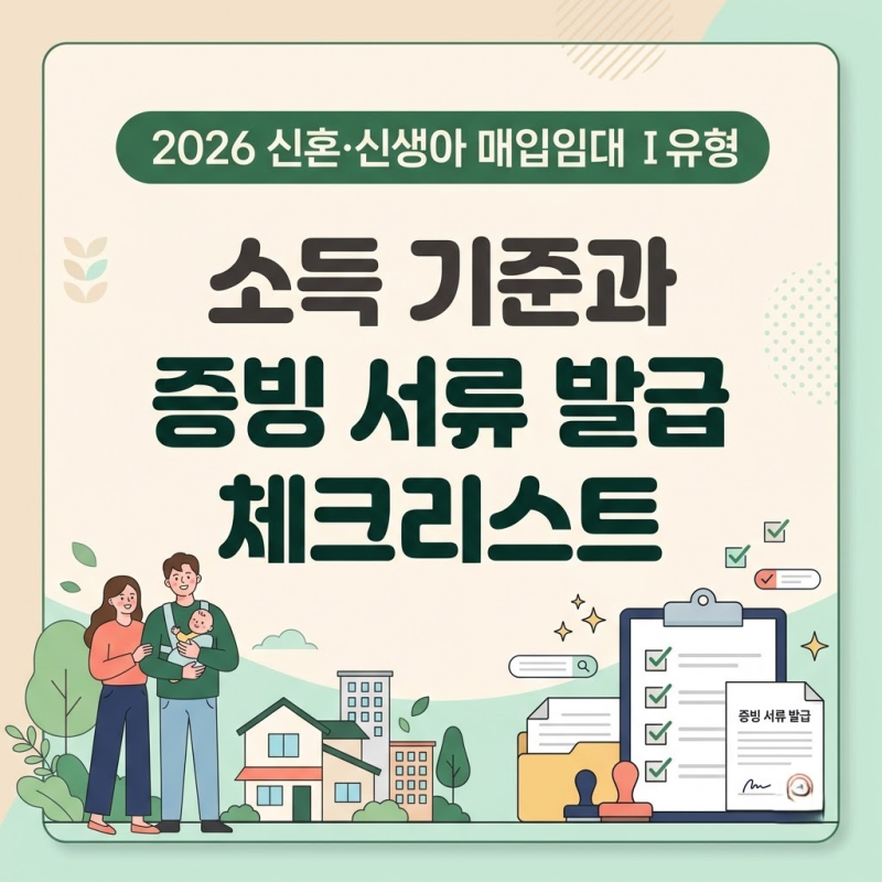 2026 신혼·신생아 매입임대 Ⅰ유형 소득 기준과 증빙 서류 발급 체크리스트