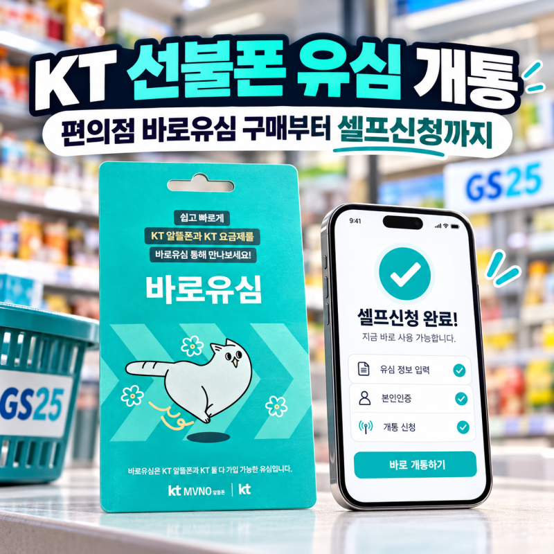 대리점 방문 없이 KT 선불폰 유심 개통하기｜편의점 바로유심 구매부터 셀프신청까지