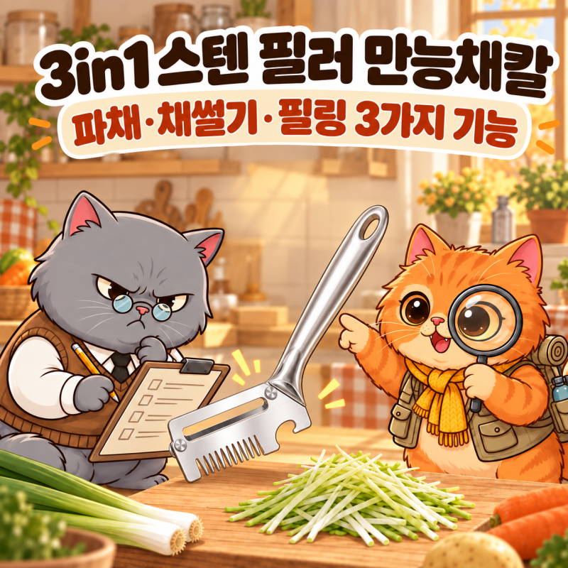 3in1 스텐필러 만능채칼, 파채·슬라이스·필러 기능 확인