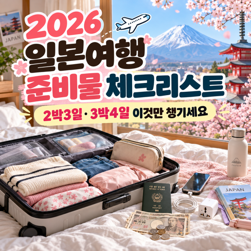 2026 일본여행 준비물 체크리스트｜2박3일·3박4일 이것만 챙기세요 ✈️