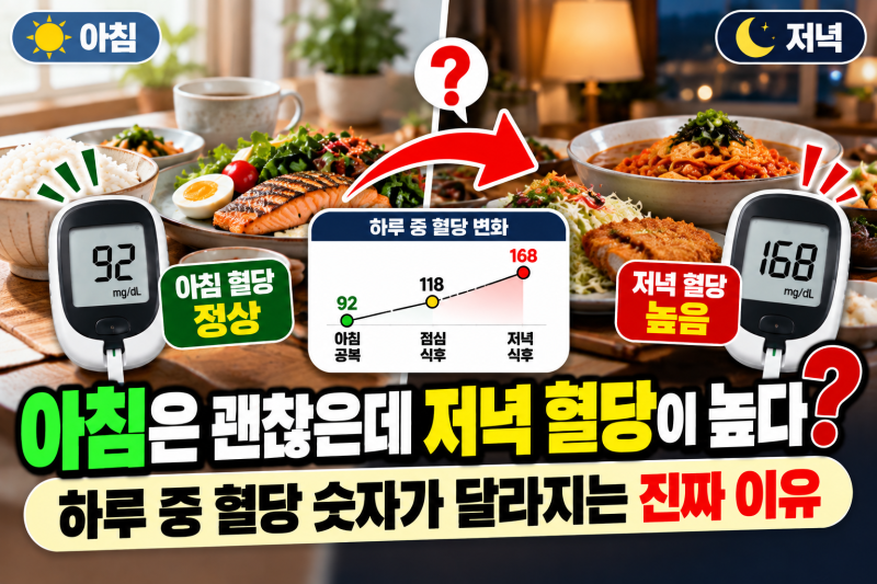 아침 혈당은 괜찮은데 저녁만 높다? 하루 중 혈당 숫자가 달라지는 진짜 이유