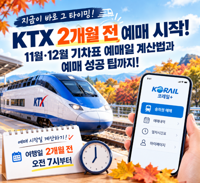 KTX 2개월 전 예매 시작! 11월·12월 기차표 예매일 계산법과 예매 성공 팁