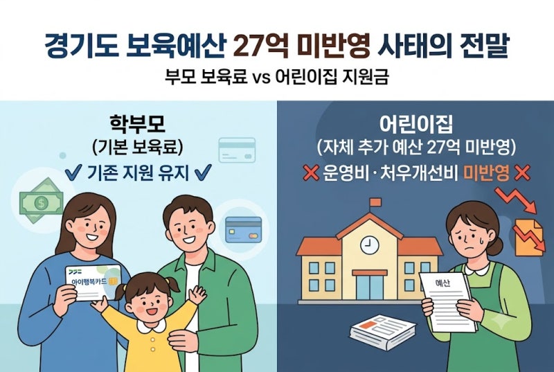 경기도 보육료 삭감 27억 논란 총정리, 부모 보육료와 어린이집 지원금 차이