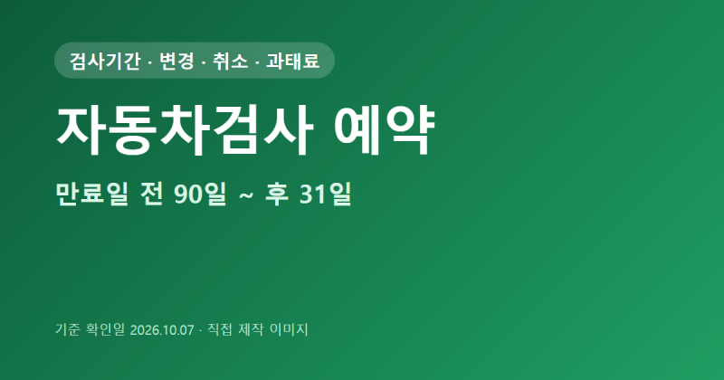 자동차검사 예약 방법｜검사기간·변경·취소·과태료 기준 정리