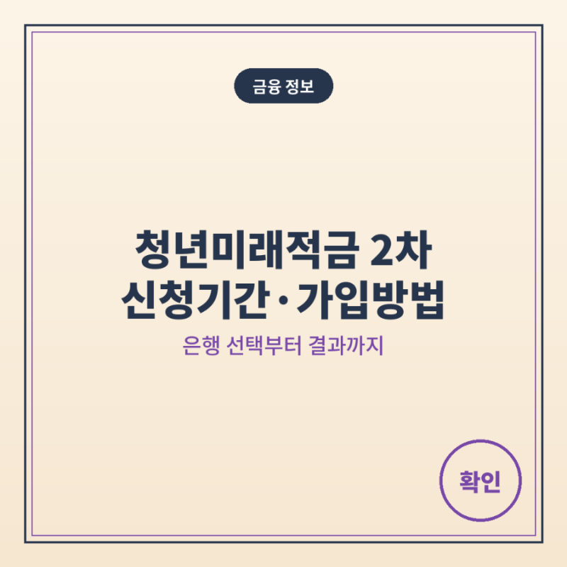 청년미래적금 2차 신청기간·가입방법｜은행 선택, 대상자 조회, 심사 결과까지