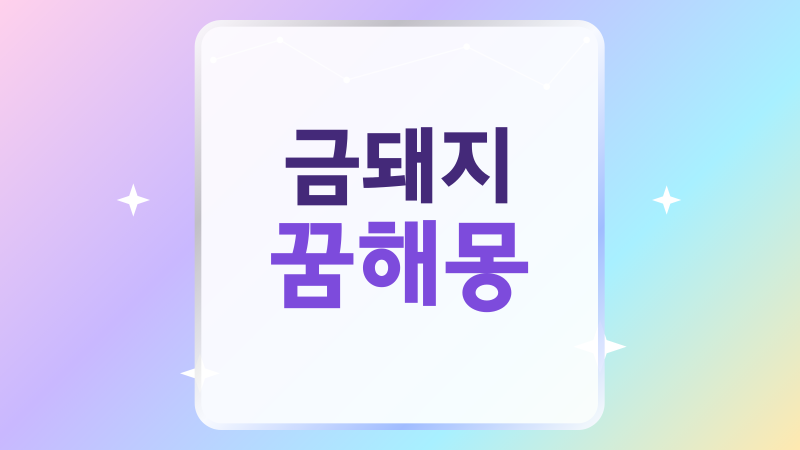 금돼지 꿈해몽, 재물운부터 태몽까지 상황별로 읽는 법