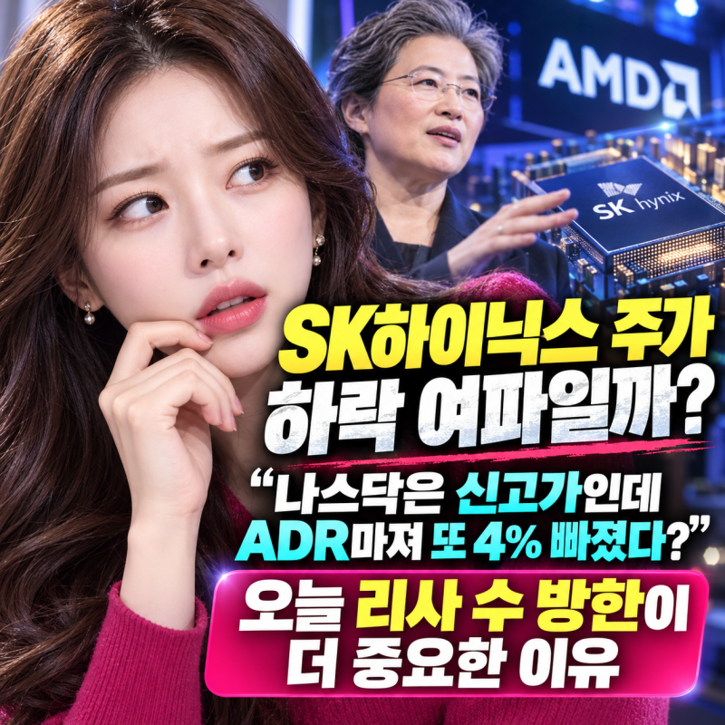 SK하이닉스 주가 “나스닥 신고가인데 ADR은 또 4% 빠졌다?” 오늘 리사 수 방한이 더 중요한 ....