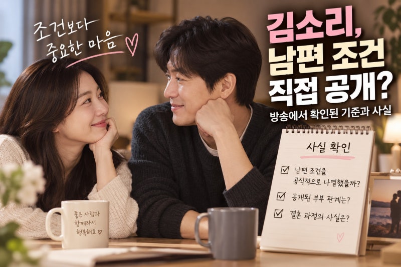 김소리, 남편 조건 직접 공개? 방송에서 확인된 기준과 사실
