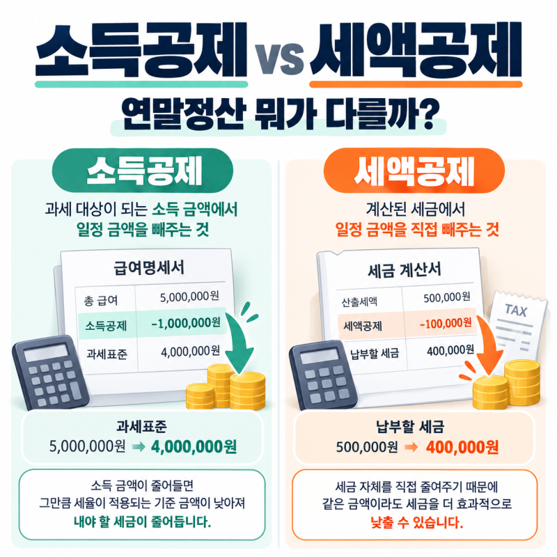 연말정산 소득공제 세액공제 차이, 환급액이 달라지는 이유