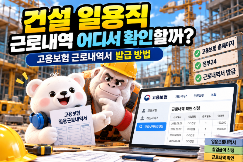 건설 일용직 근로내역 어디서 확인할까? 고용보험 일용근로내역서 발급 방법