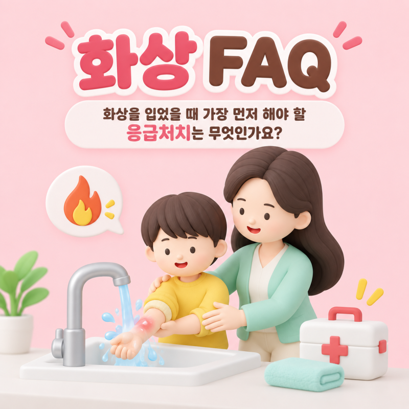 화상 FAQ｜화상을 입었을 때 가장 먼저 해야 할 응급처치는 무엇인가요?