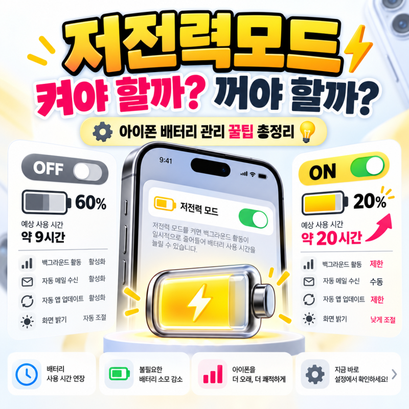 저전력모드, 켜야 할까 꺼야 할까? 아이폰 배터리 관리 꿀팁 총정리