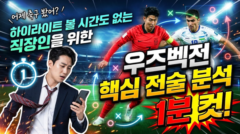 "어제 축구 봤어?" ➡️ 하이라이트 볼 시간도 없는 직장인을 위한 우즈벡전 핵심 전술 분석 1....