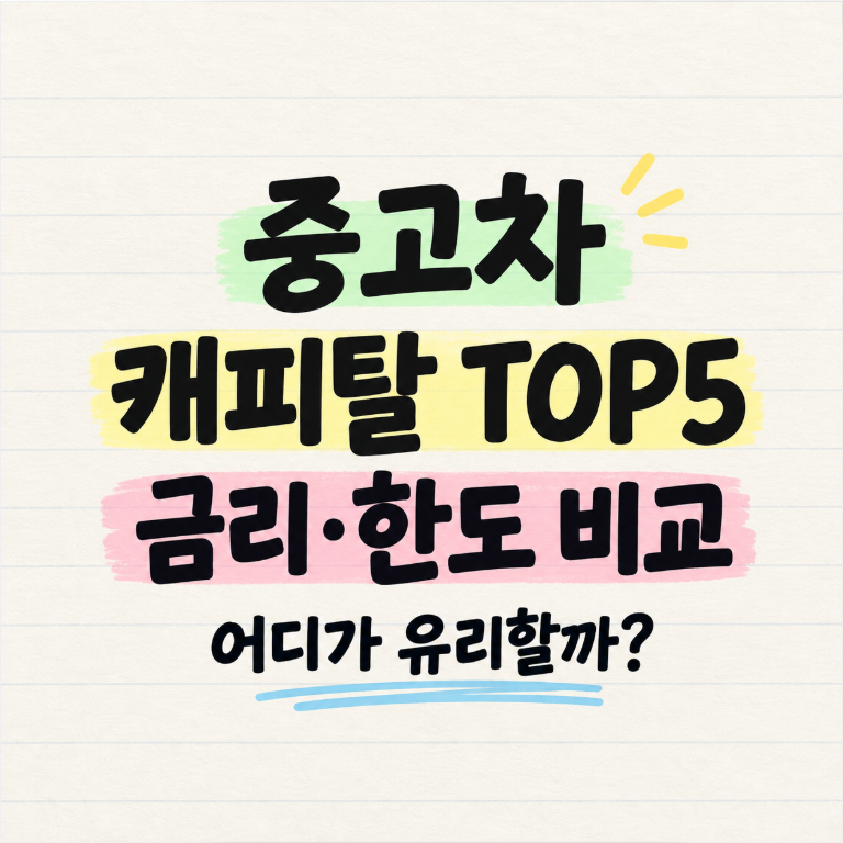 중고차 캐피탈 TOP5 비교, 금리·한도 어디가 유리할까?