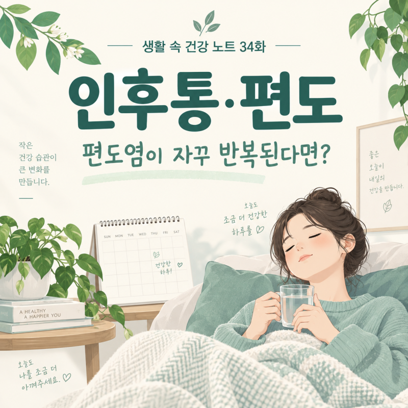 [생활 속 건강 노트 34화 · 인후통·편도] 편도염이 또 생겼다면? 반복되는 목 통증과 진료 기....