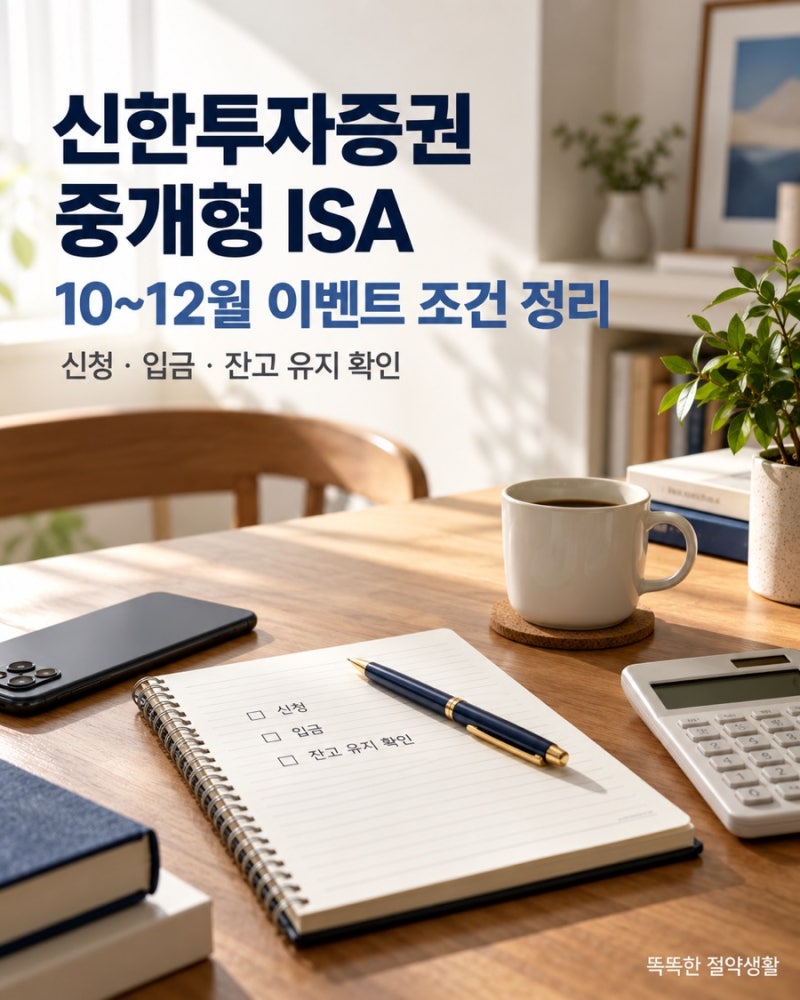 신한투자증권 중개형 ISA 이벤트, 신규 1만 원·순입금 혜택 조건 확인!
