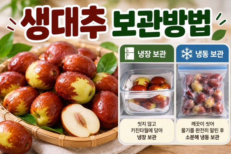 생대추 보관방법｜냉장·냉동 보관부터 오래 두고 먹는 법까지