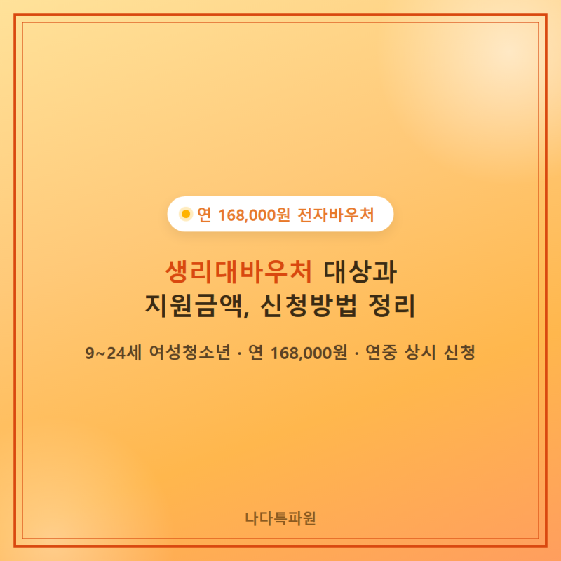 생리대바우처 대상과 지원금액, 신청방법 정리