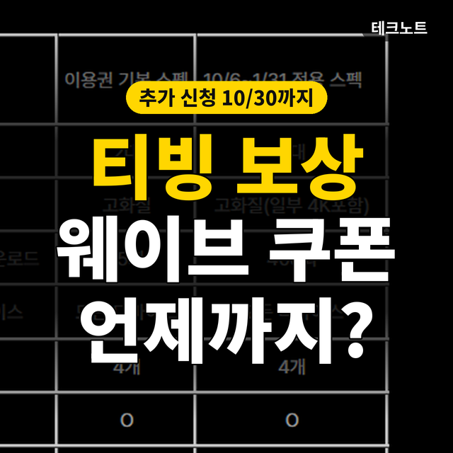 티빙 보상 웨이브 쿠폰·포인트 사용법, 추가 신청 10월 30일까지 되나?