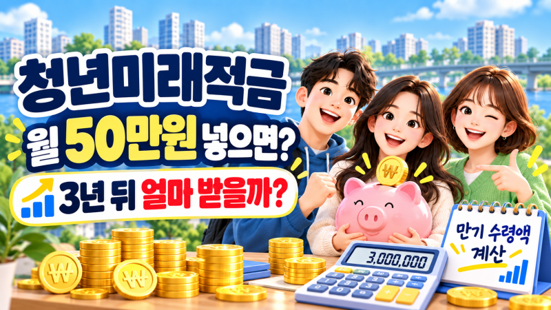 청년미래적금 월 50만원 넣으면 3년 뒤 얼마 받을까? 만기 수령액 계산