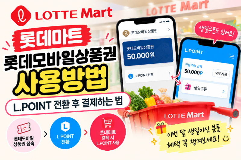 롯데마트 롯데 모바일 상품권 사용방법｜L.POINT 전환 후 결제하는 법