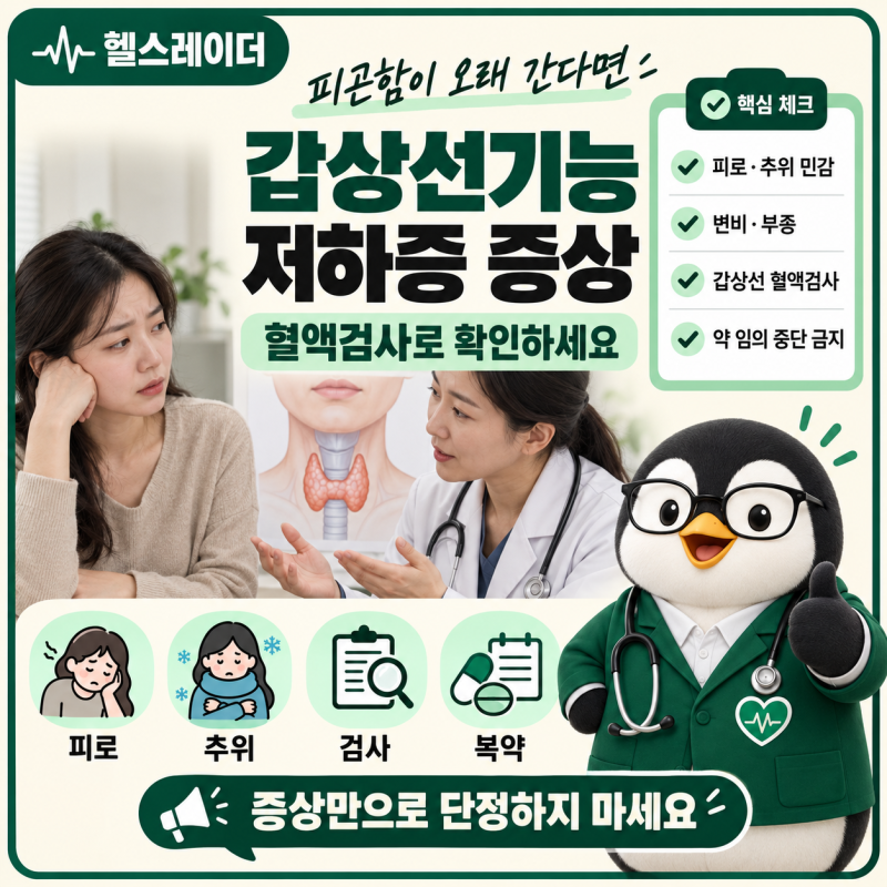 갑상선기능저하증 증상과 검사, 피로·추위·부종이 계속될 때