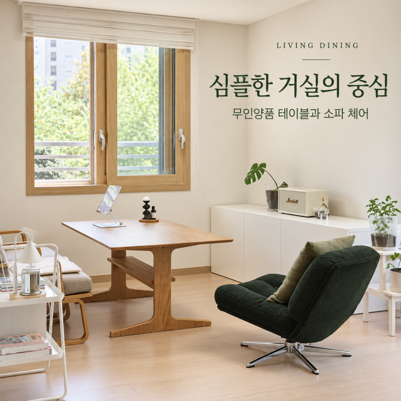무인양품 리빙 다이닝 소파 체어 후기｜소파 대신 들인 떡갈나무 의자