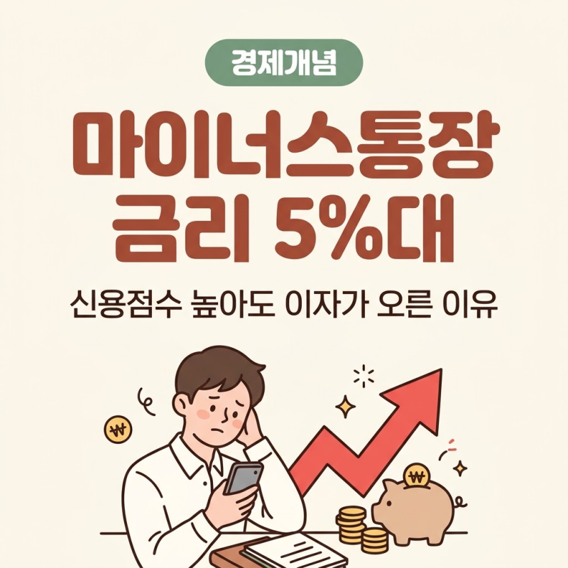 마이너스통장 평균금리 5%대, 신용점수 높아도 이자가 오르는 이유와 대처법