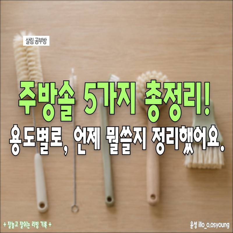 주방솔 종류별 용도 정리, 설거지솔 병솔 빨대솔 틈새솔 언제 쓸까