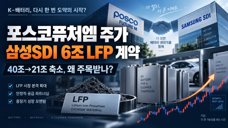 포스코퓨처엠 주가, 삼성SDI 6조 LFP 계약…40조→21조 축소인데 왜 주목할까?