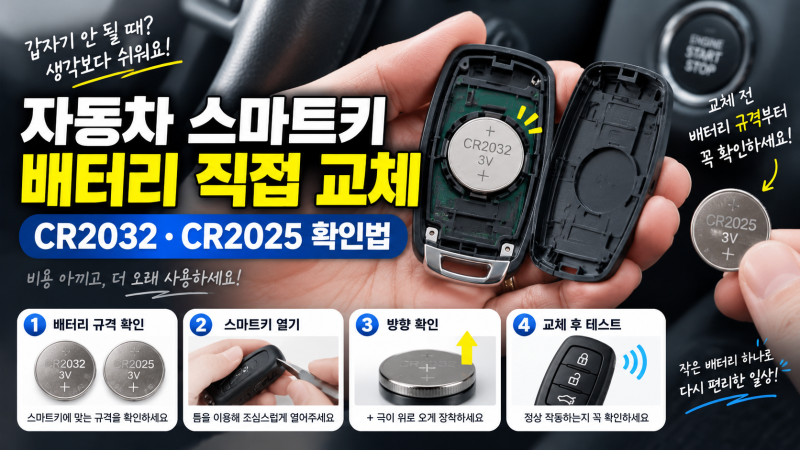 자동차 스마트키 배터리 직접 교체하는 방법｜CR2032·CR2025 확인법