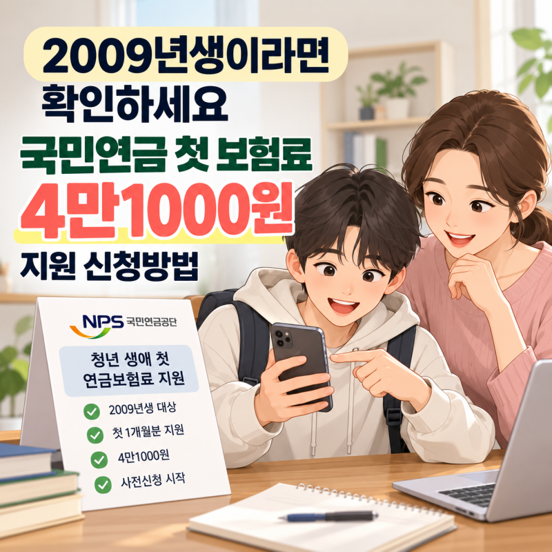 “2009년생이라면 확인하세요” 국민연금 첫 보험료 4만1000원 지원 신청방법