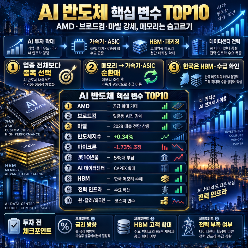 AI 반도체株 다시 강세, AMD·브로드컴·마벨은 오르고 메모리는 왜 쉬어갔나