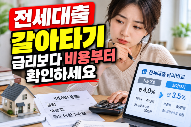 전세대출 갈아타기, 금리 0.5% 낮아도 손해일 수 있습니다｜보증료·중도상환수수료 계산