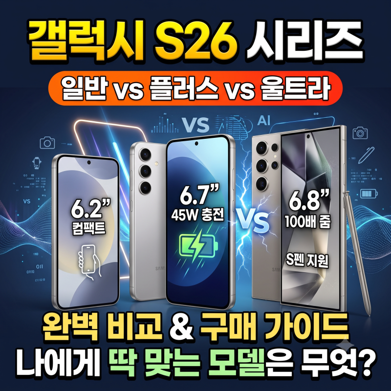 갤럭시 S26 기본 vs 플러스 vs 울트라 성능 비교 및 실구매 가이드
