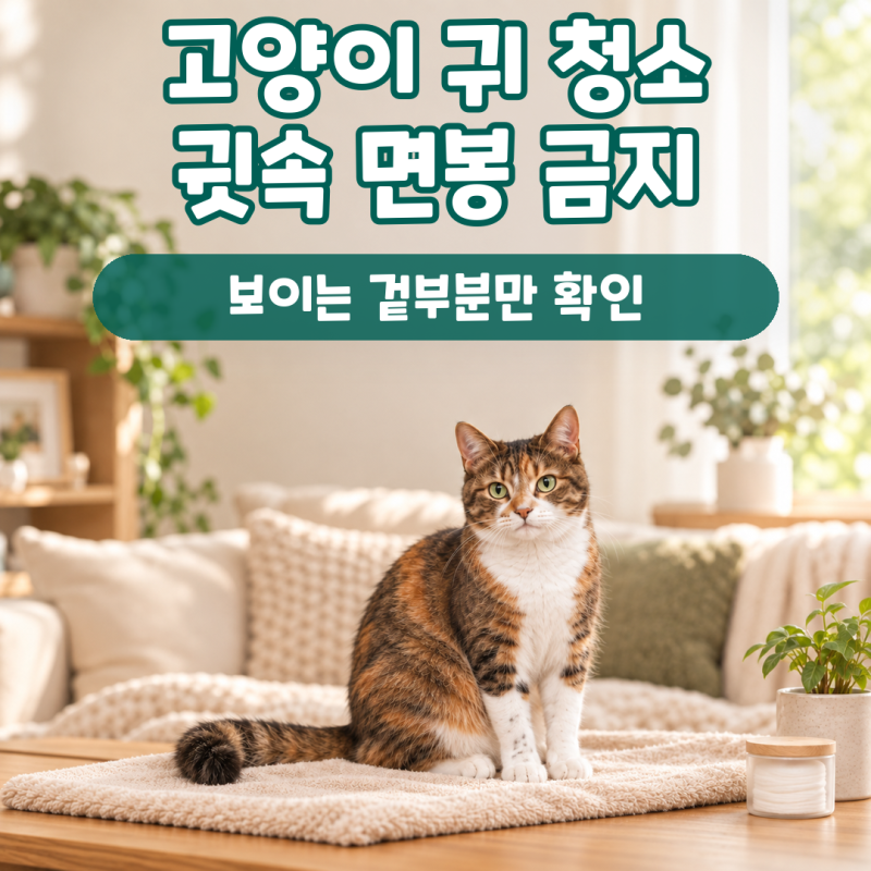 고양이 귀 청소, 후비지 말고 보이는 것만 확인합니다