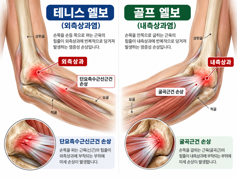 테니스 엘보, 골프 엘보. 엘보 질환의 차이점과 한의학적 치료법[언양 한의원]