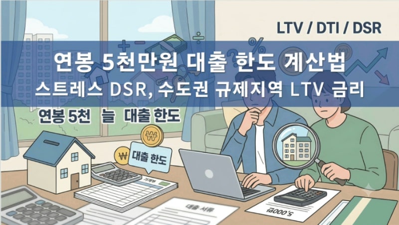 주택담보대출 연봉 기준, "연봉 5천 대출 한도 계산법이란?" 스트레스 DSR 2단계, 수도권 규제....