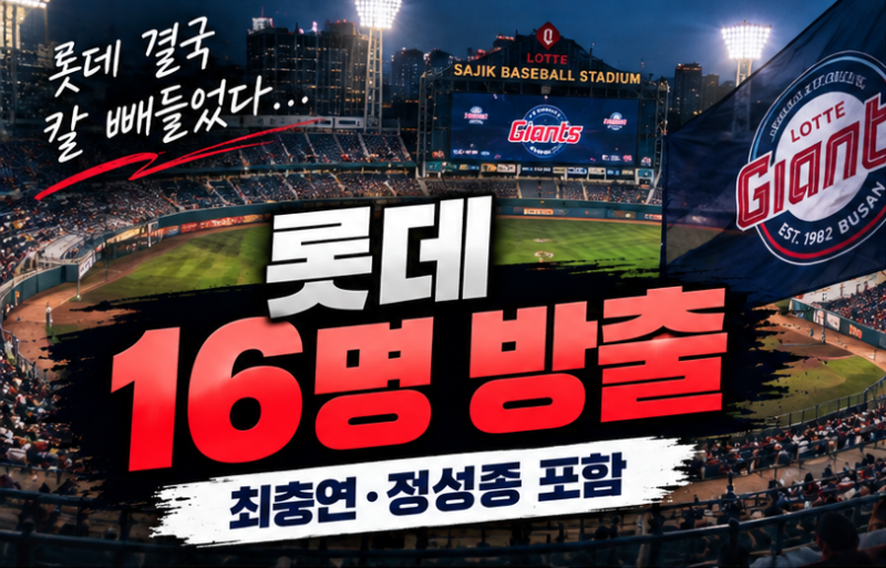 롯데 결국 칼 빼들었다…최충연 포함 무려 16명 팀 떠난다